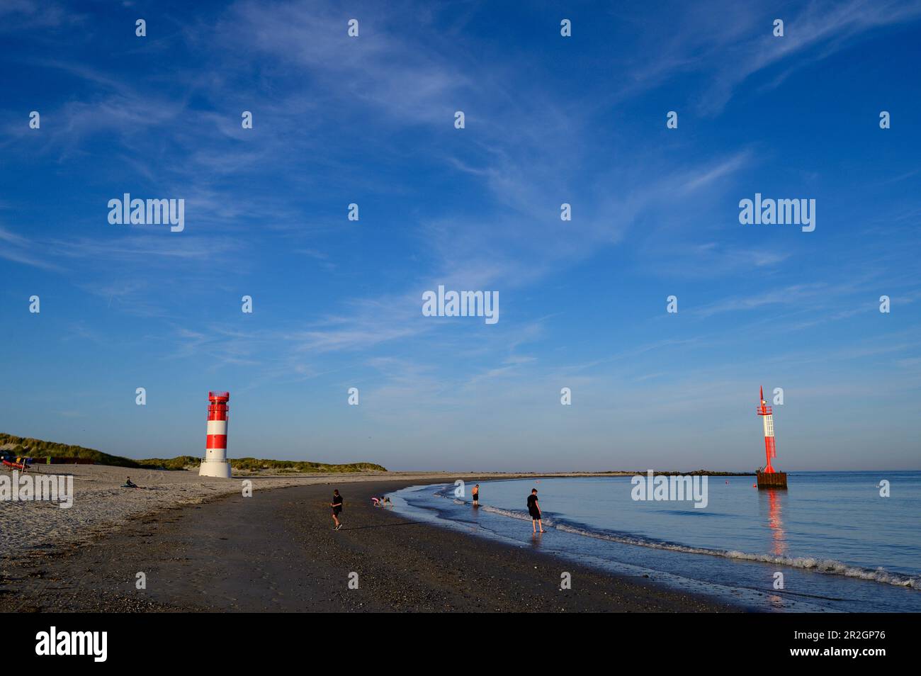 Dune/Badedüne, isola laterale di Helgoland, faro sulla Dune sulla spiaggia sud, Helgoland, Mare del Nord, Costa del Mare del Nord, Germania, baia, Schleswig Holstei Foto Stock