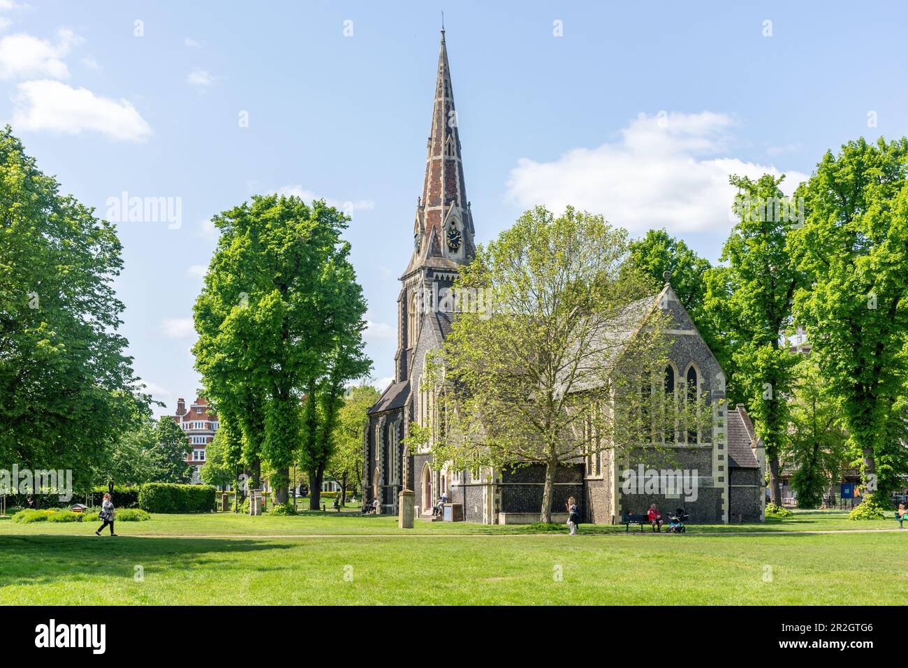 Christ Church Turnham Green in primavera, Turnham Green, Chiswick, London Borough of Hounslow, Greater London, Inghilterra, Regno Unito Foto Stock