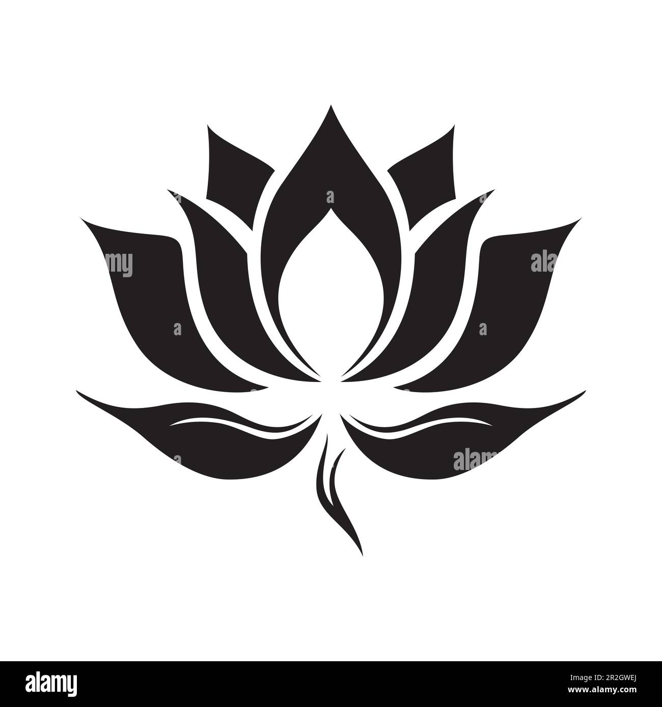 Icona fiore di loto. Fiore di loto. Icona di loto nero su sfondo bianco. Impianto di loto. Illustrazione vettoriale Illustrazione Vettoriale