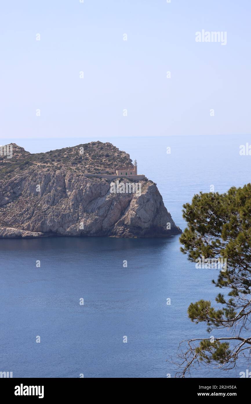 Vista di far de Tramuntana, Maiorca, Spagna Foto Stock