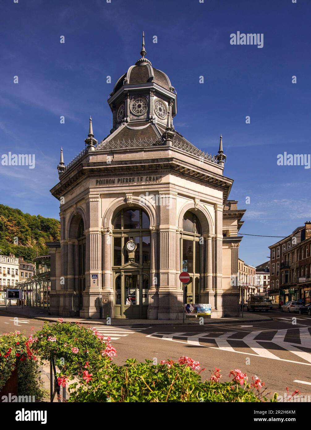 Pouhon Pierre-le-Grand nel quartiere termale di Spa, provincia di Liegi, Belgio Foto Stock