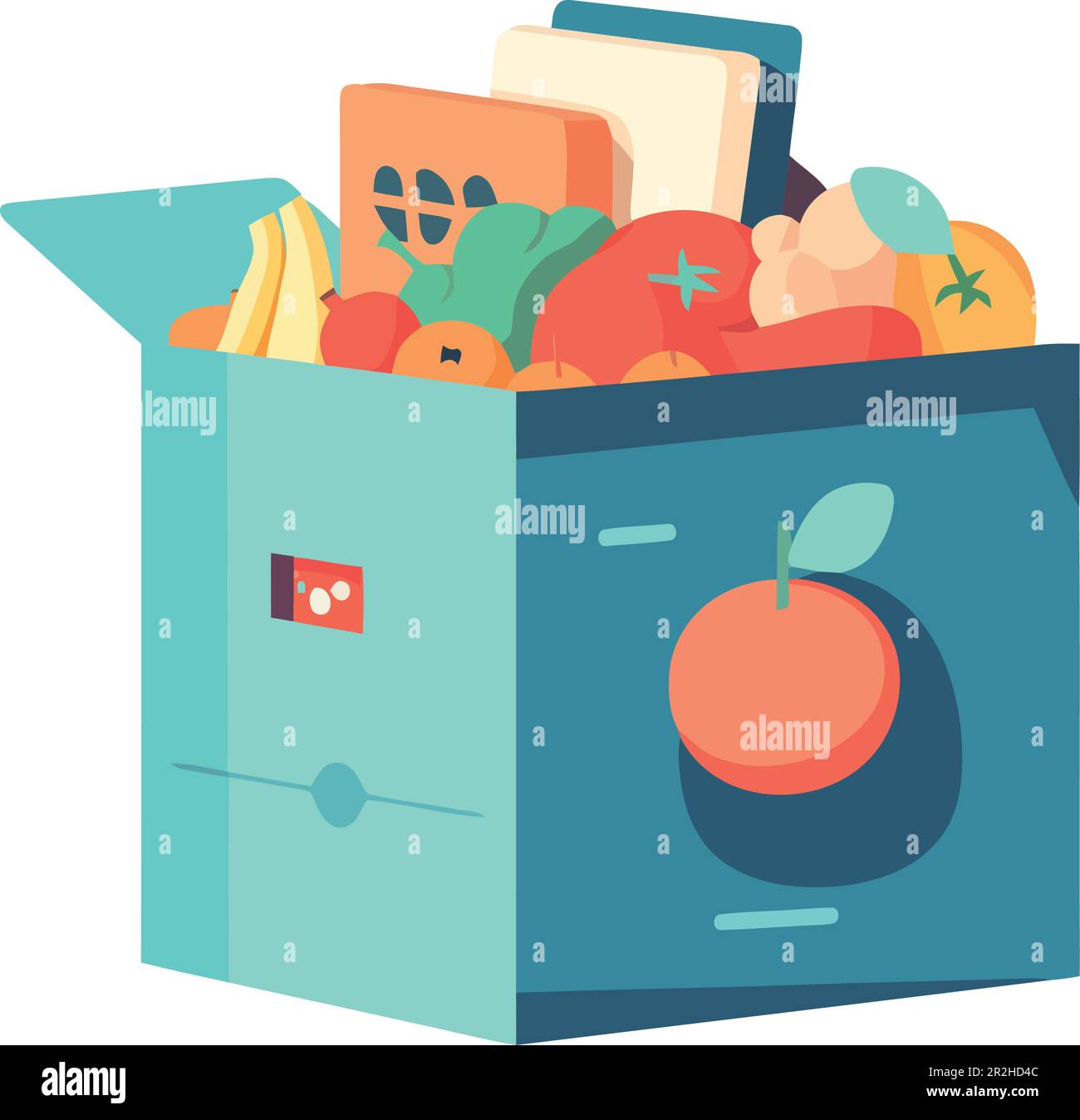Frutta e verdura biologica fresca in un cestino isolato Illustrazione Vettoriale