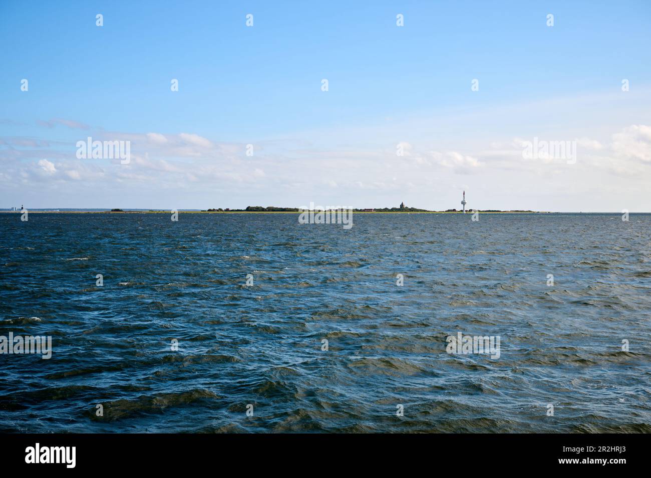 Vista dal lago all'isola di Neuwerk, Amburgo, Germania Foto Stock