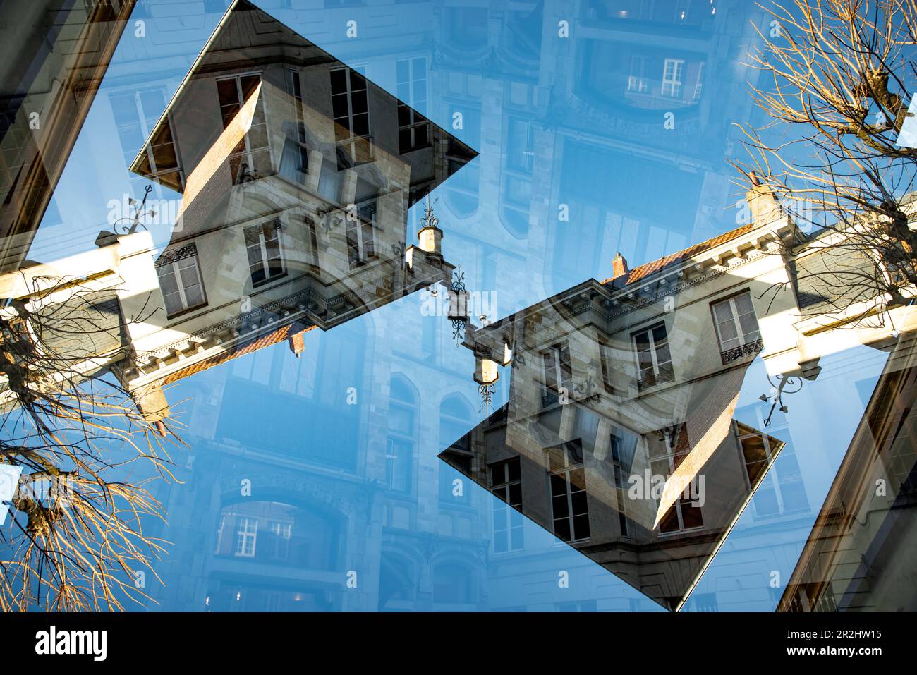 Foto a doppia esposizione di un edificio nella Jan Breydelstraat a Gand, Belgio Foto Stock