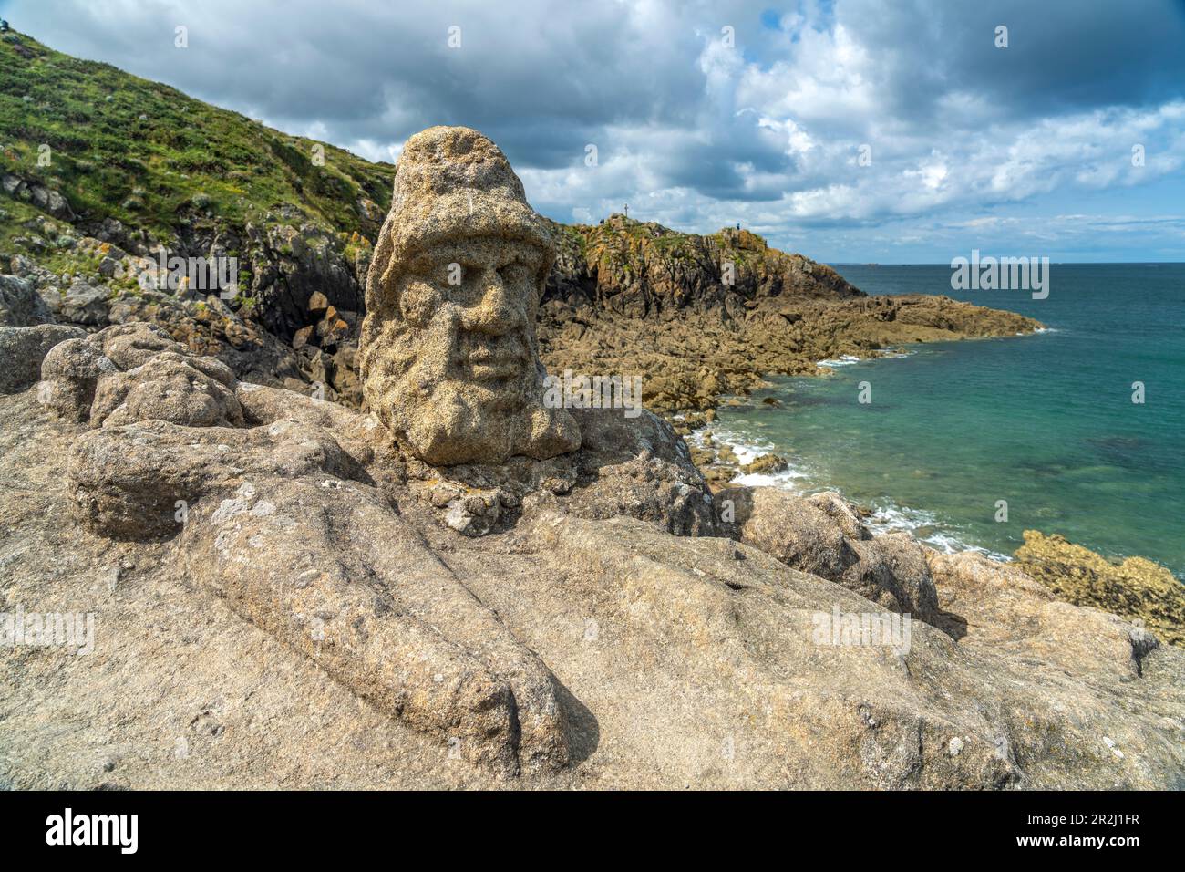 Les Roches Sculptés sculture in granito a Rothéneuf, Saint Malo, Bretagna, Francia Foto Stock