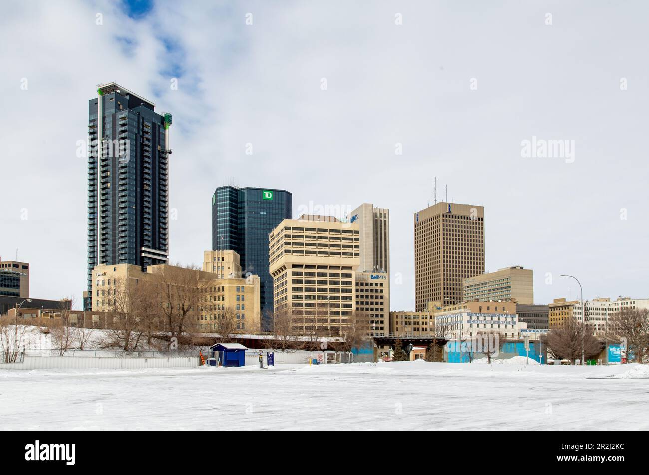 Edifici che includono la Canadian Grain Commission, il Period Nutty Club Building e il Federal Building, Downtown Winnipeg, Manitoba, Canada Foto Stock