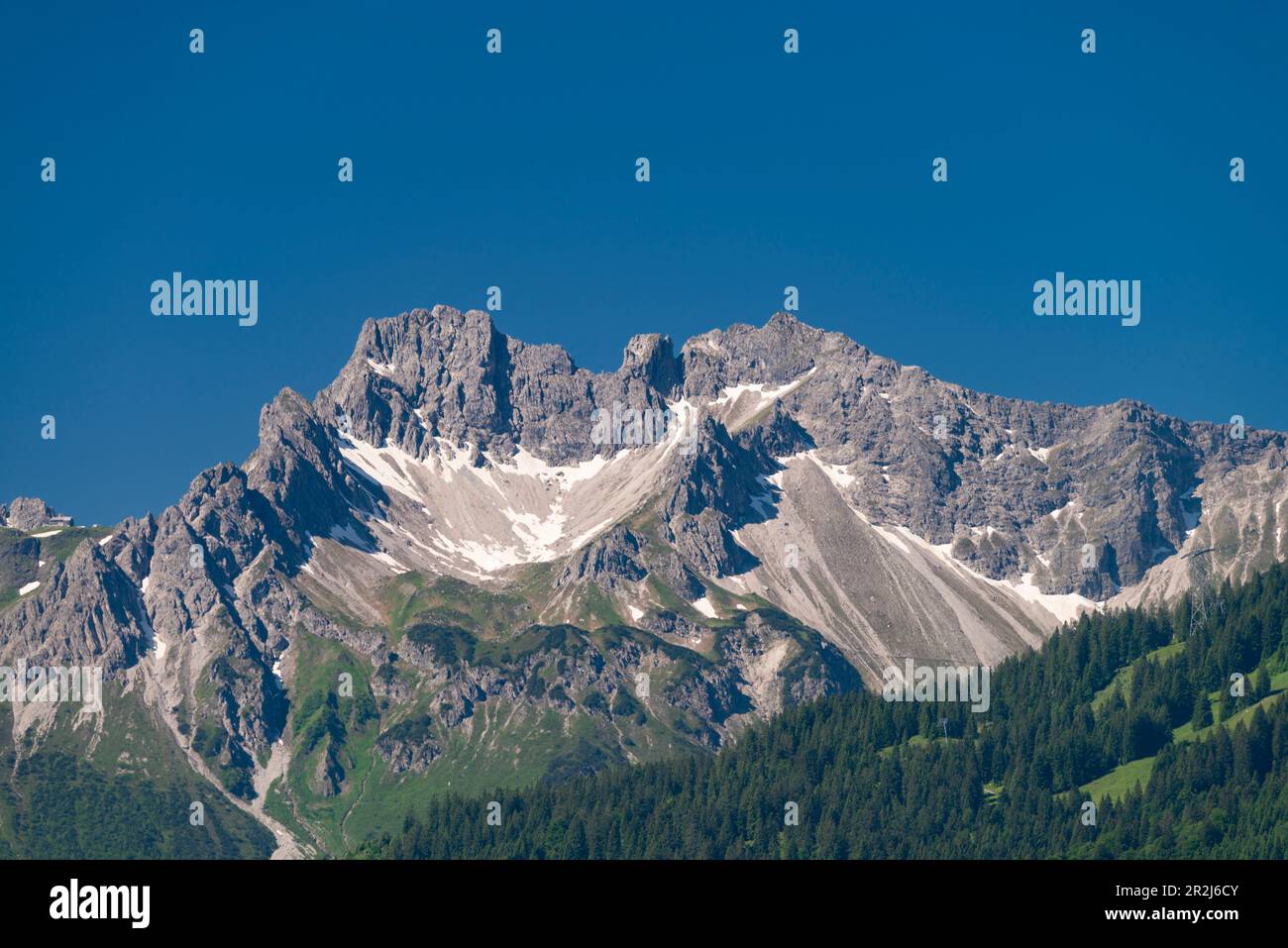 Schüsser, 2259m, e Hochgehrenspitze, 2251m, Allgäu Alps, Allgäu, Baviera, Germania, Europa Foto Stock