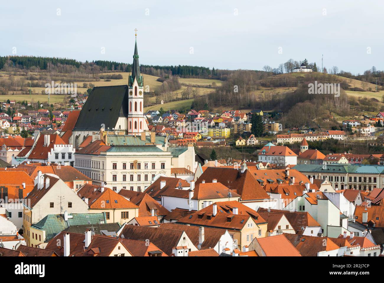 St Chiesa di Vitus a Cesky Krumlov, sito dell'umanità dell'UNESCO, regione della Boemia meridionale, Repubblica Ceca (Czechia), Europa Foto Stock