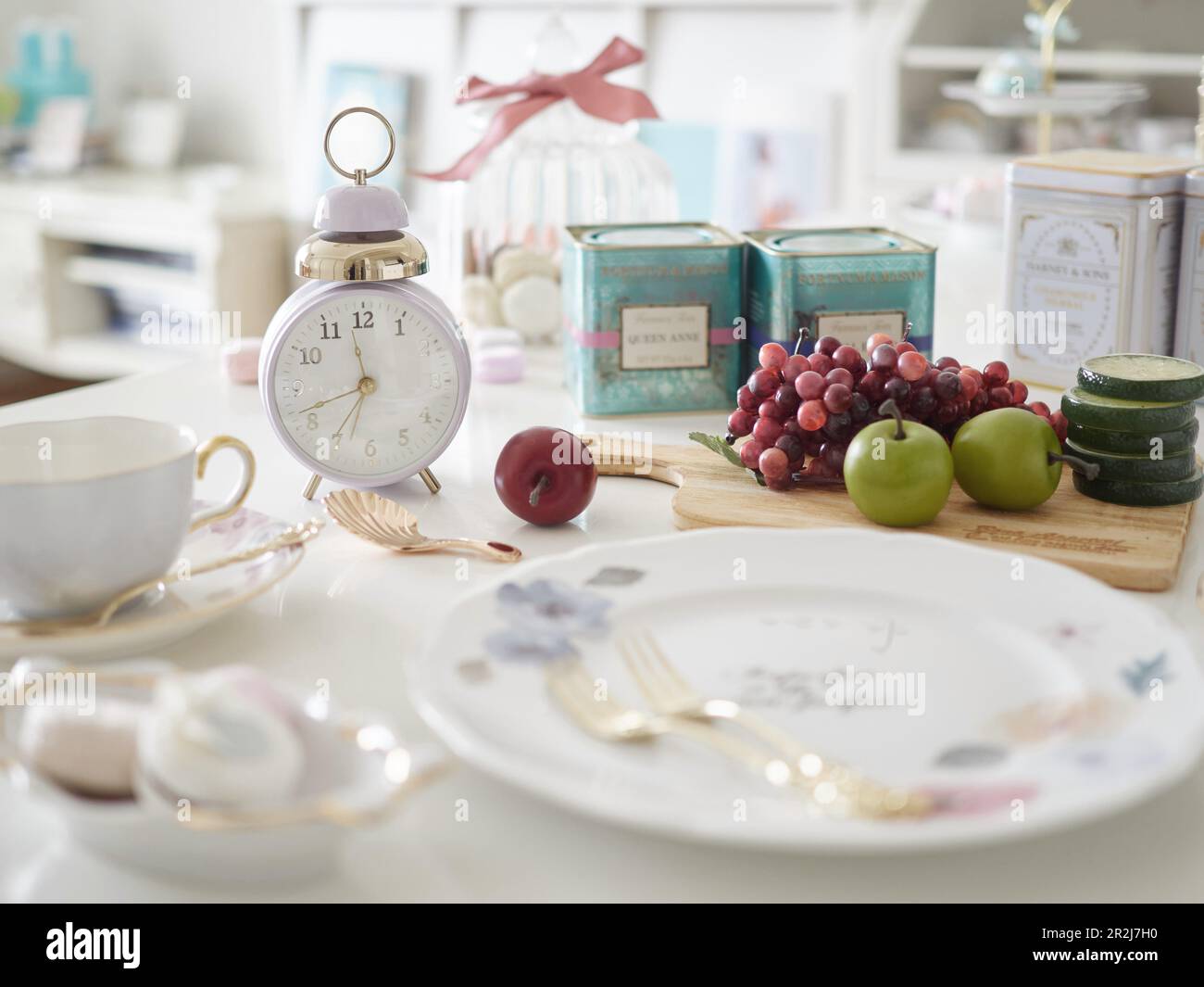 Sveglia e immagine colazione Foto Stock