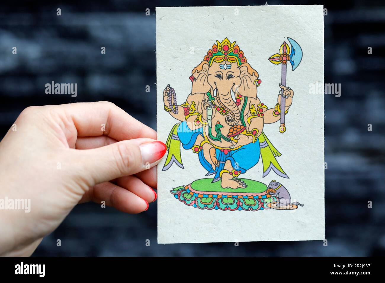 La divinità indù Ganesh (Ganapati), il dio dell'elefante indù, Dubai, Emirati Arabi Uniti, Medio Oriente Foto Stock