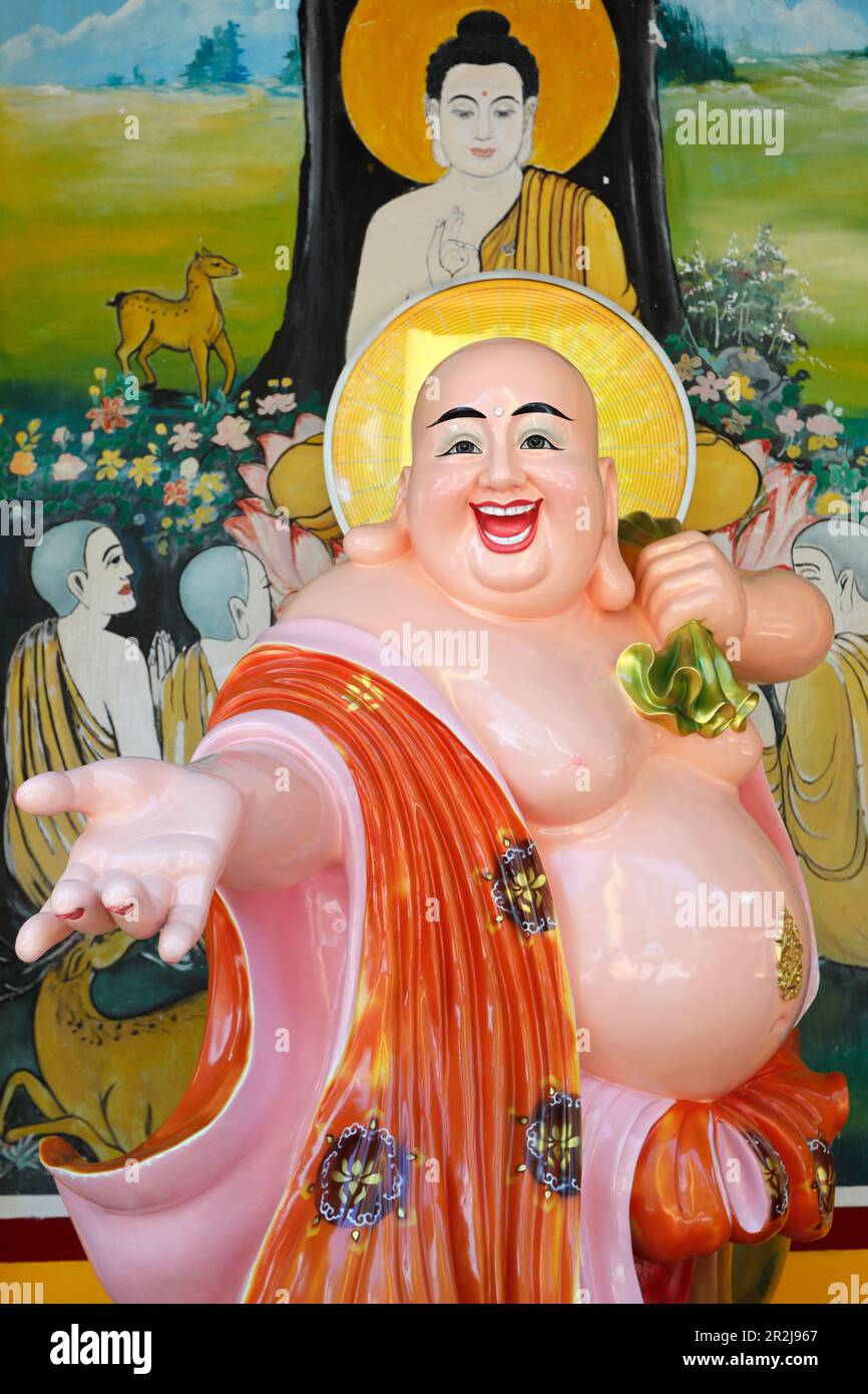 Tempio buddista di Phu Son Tu, statua del Buddha sorridente (Happy Maitreya), Tan Chau, Vietnam, Indocina, Asia sudorientale, Asia Foto Stock