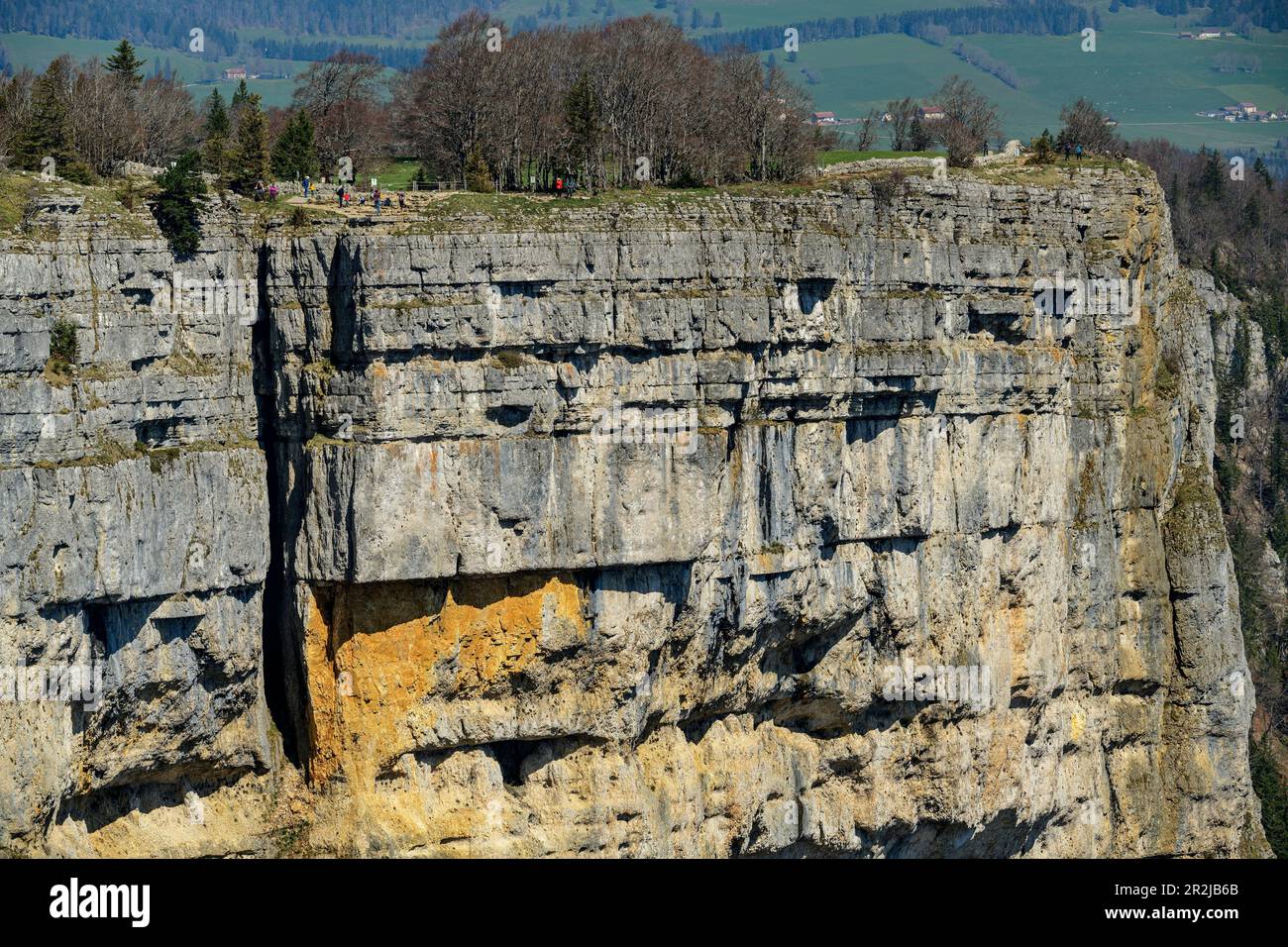 Cascata a Creux du Van, Giura svizzero, Neuchâtel, Svizzera Foto Stock