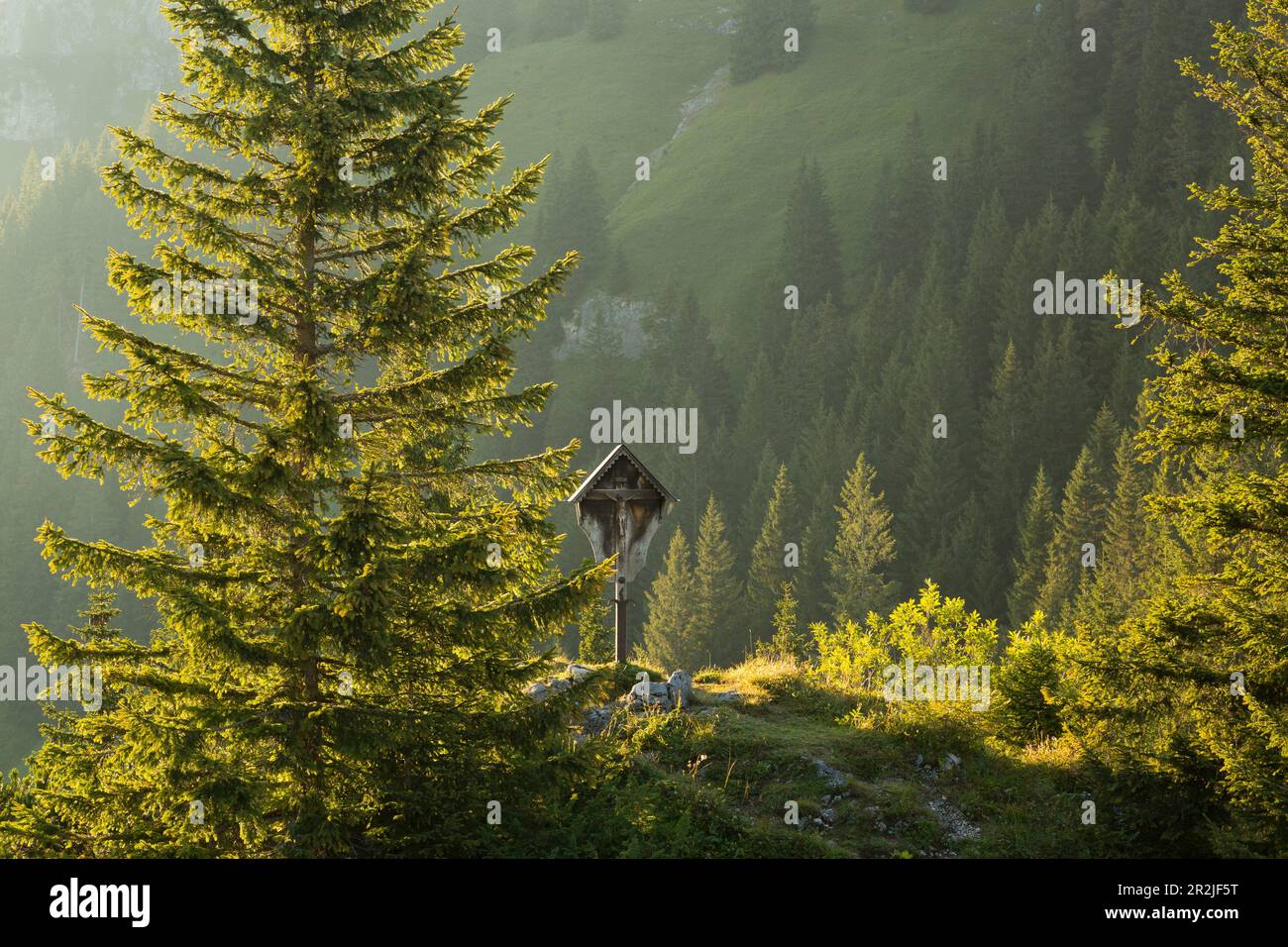 Marterl am Pürschling, Alpi Ammergau, Baviera, Germania Foto Stock