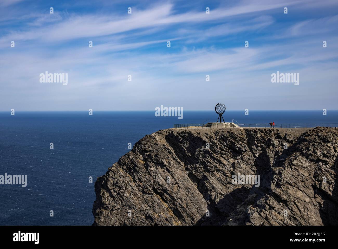 Nordkapp Globe Sculpture a North Cape, Nordkapp, Troms og Finnmark, Norvegia, Europa Foto Stock