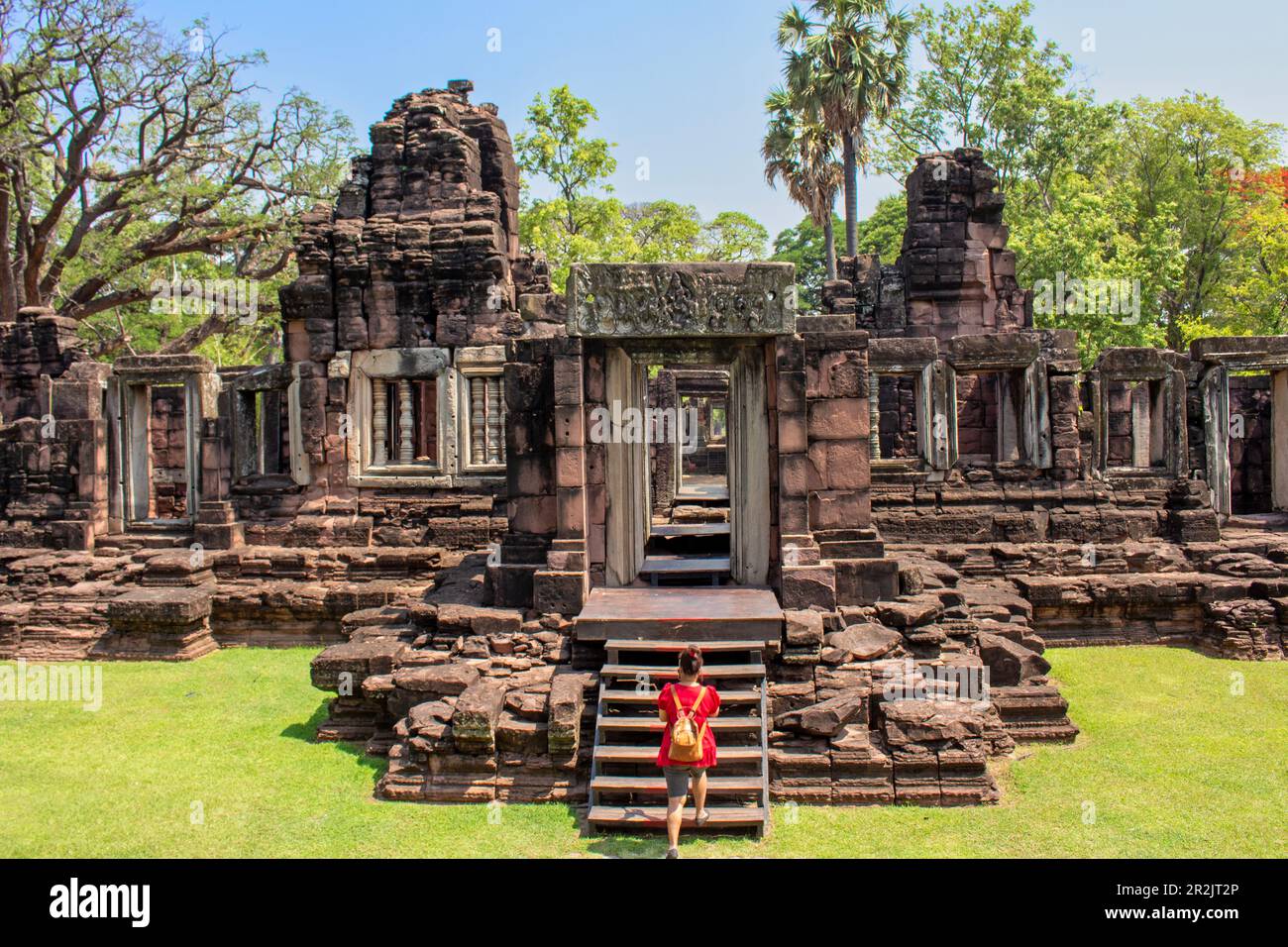 È stato fatto per un isolato posteriore al Phi mai Historical Park, dove le rovine del più grande tempio in pietra della Thailandia sono un'attrazione turistica della provincia di Korat Foto Stock