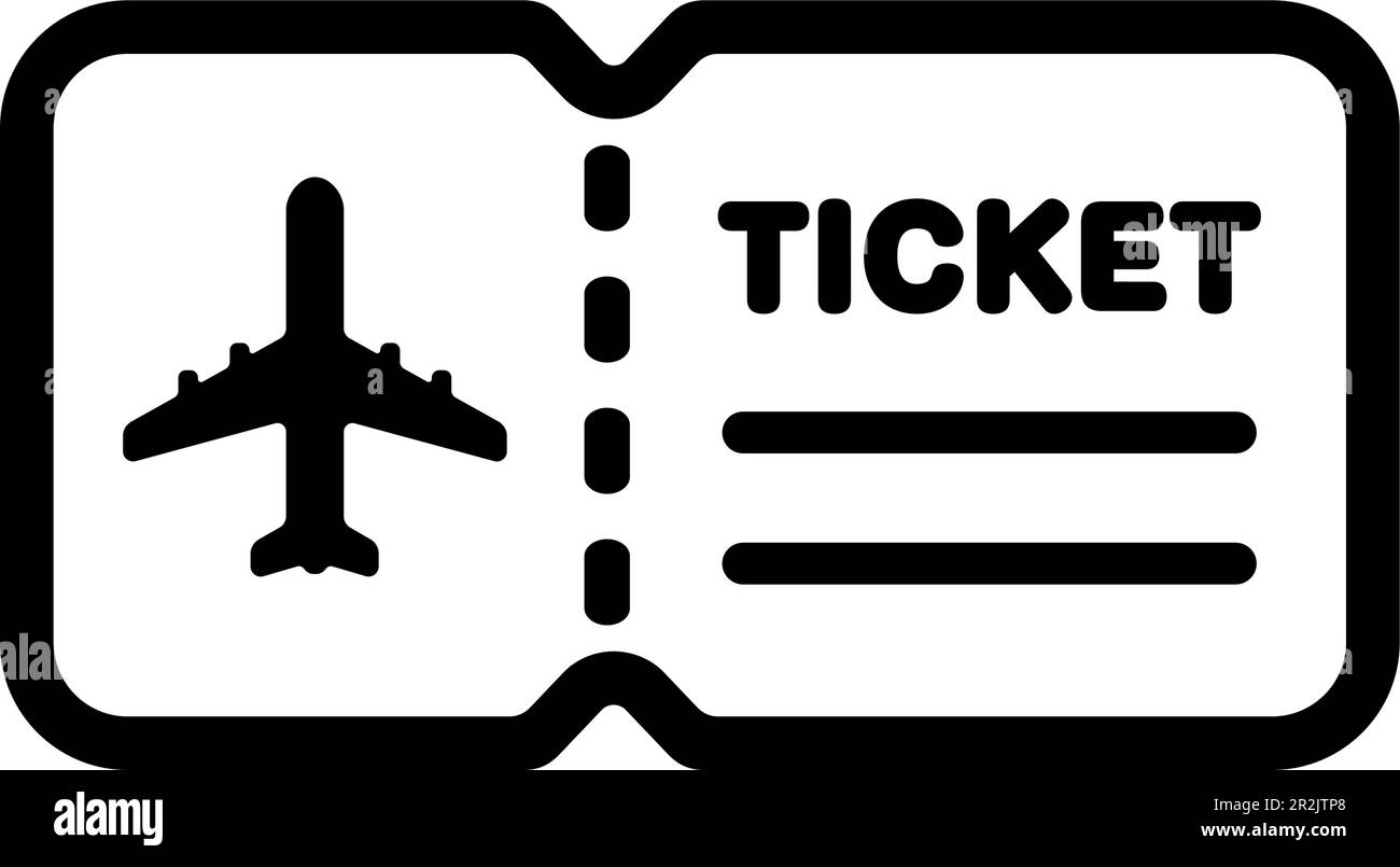 Illustrazione dell'icona del vettore del biglietto aereo Illustrazione Vettoriale