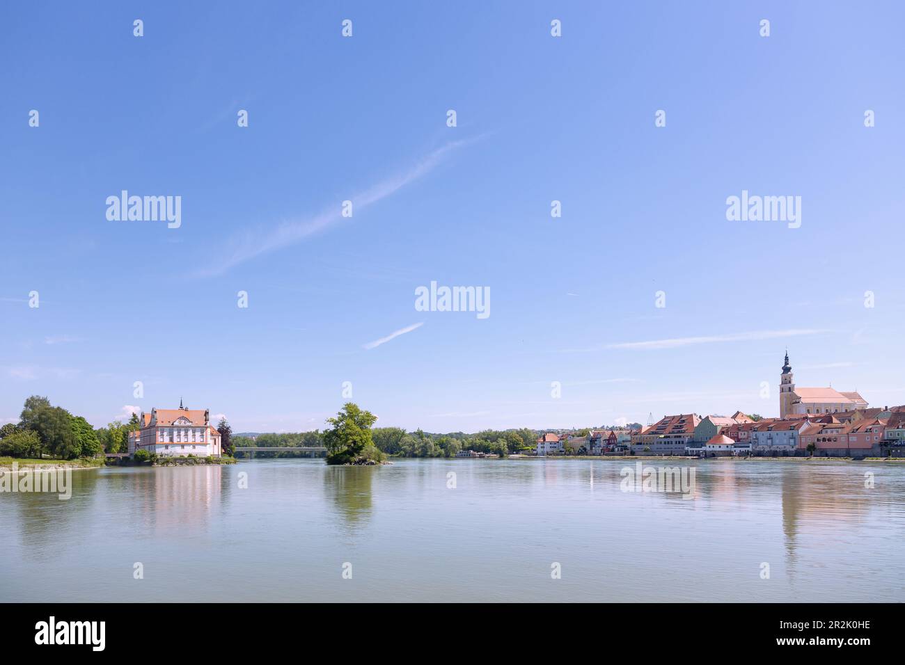 Castello di Schärding e Neuhaus am Inn Foto Stock