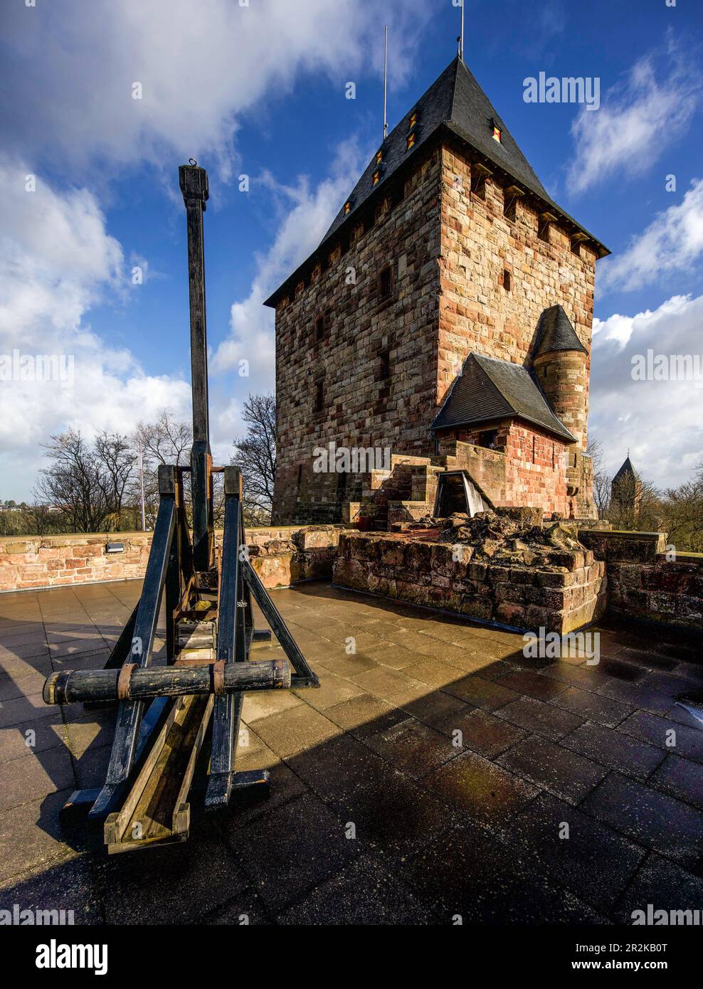 Castello di Nideggen nella città di Nideggen, Nord Eifel, Parco Naturale Hohes Venn-Eifel, quartiere di Düren, Nord Reno-Westfalia, Germania Foto Stock