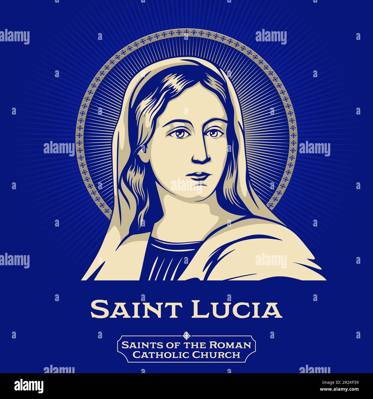 Santi cattolici. Santa Lucia (283-304) meglio conosciuta come Santa Lucia, fu un martire cristiano romano morto durante la persecuzione diocesana. Illustrazione Vettoriale