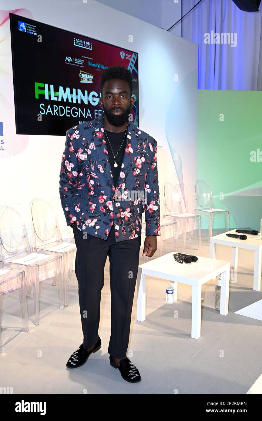 Cannes, . 20th maggio, 2023. 76th Cannes Film Festival 2023, Conferenza stampa per presentare le riprese Italia Sardegna Festival. Nella foto Jimmy Akingbola Credit: Independent Photo Agency/Alamy Live News Foto Stock