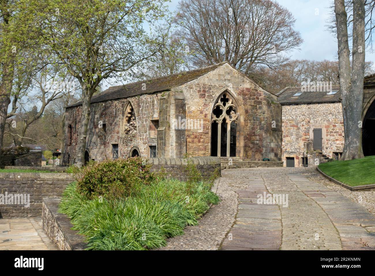 Cappella del 12th ° secolo di San Giovanni Evangelista al Castello di Skipton a Skipton, North Yorkshire, Inghilterra, Regno Unito Foto Stock