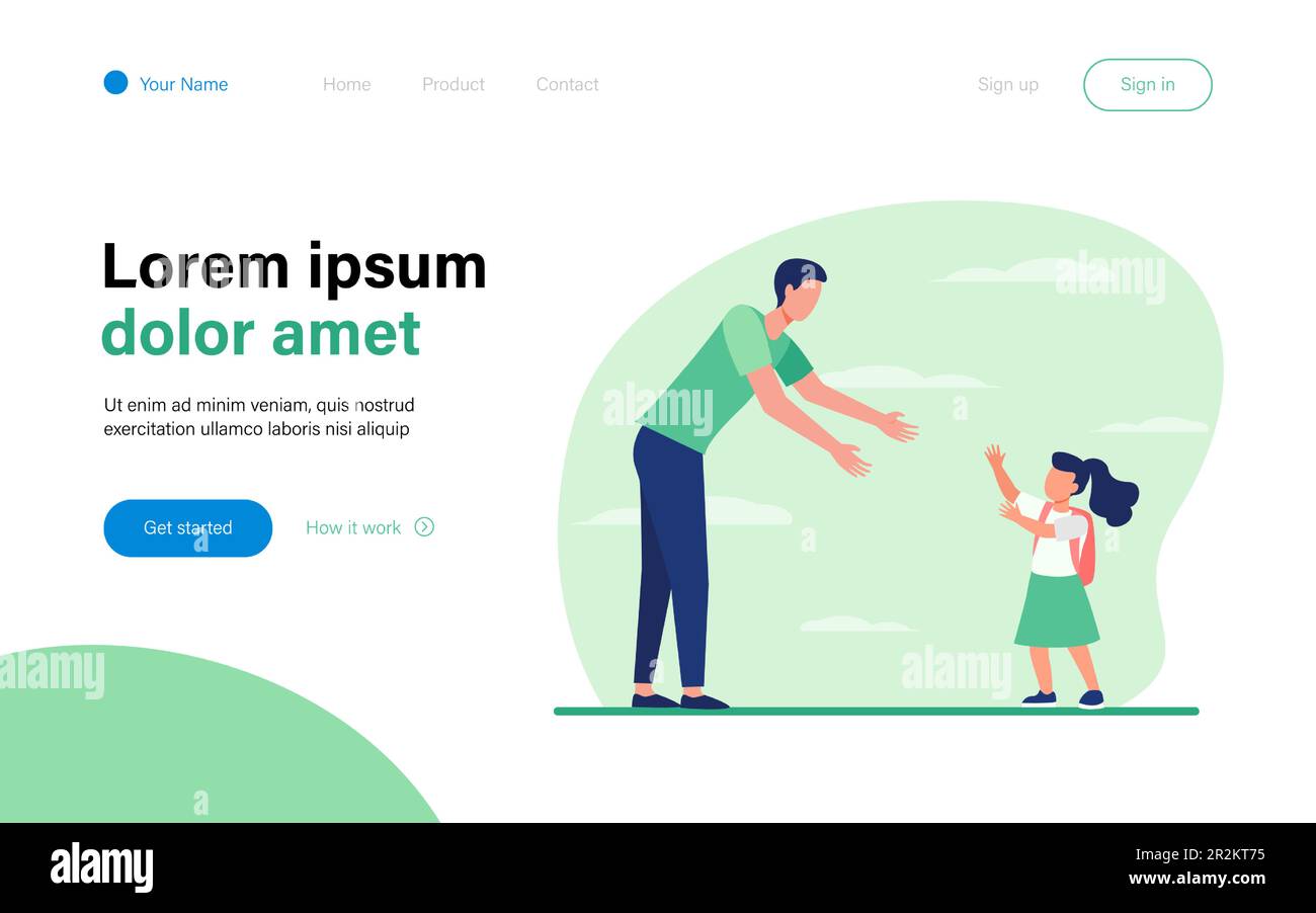 Papà incontra la figlia fuori Illustrazione Vettoriale