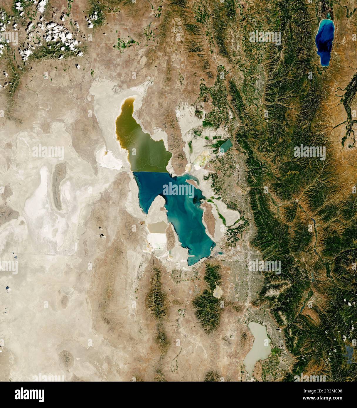 Vista satellitare di Great Salt Lake, Utah, USA Foto Stock