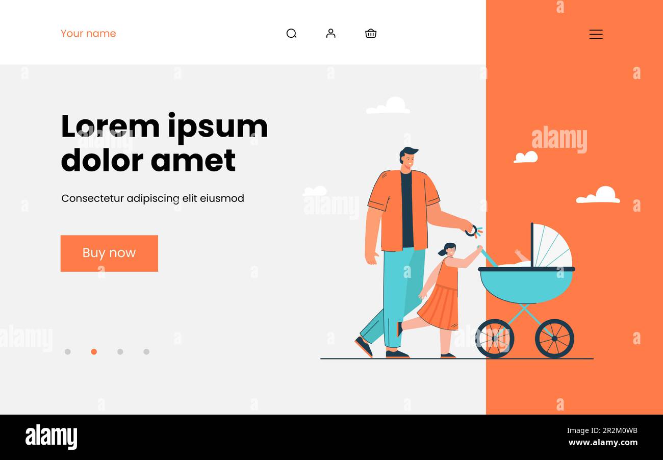 Padre cammina con i suoi figli Illustrazione Vettoriale