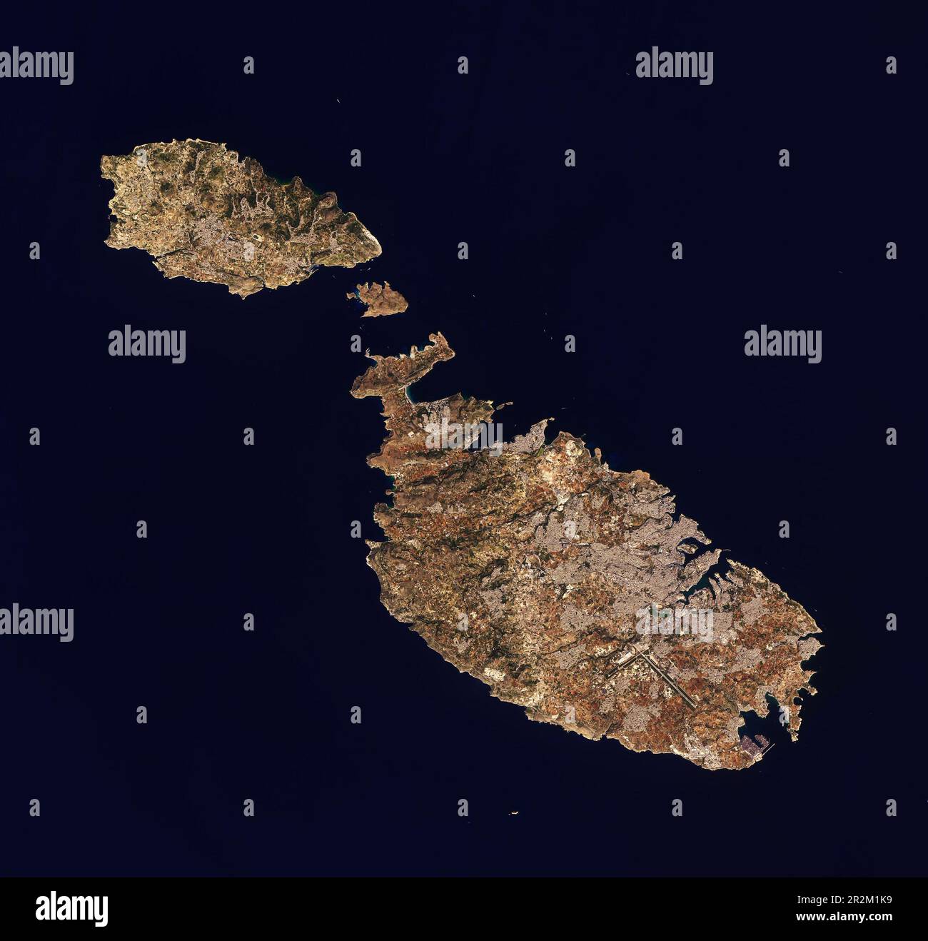 Vista satellitare dell'isola di Malta (compresi Gozo e Comino), Malta, Europa Foto Stock