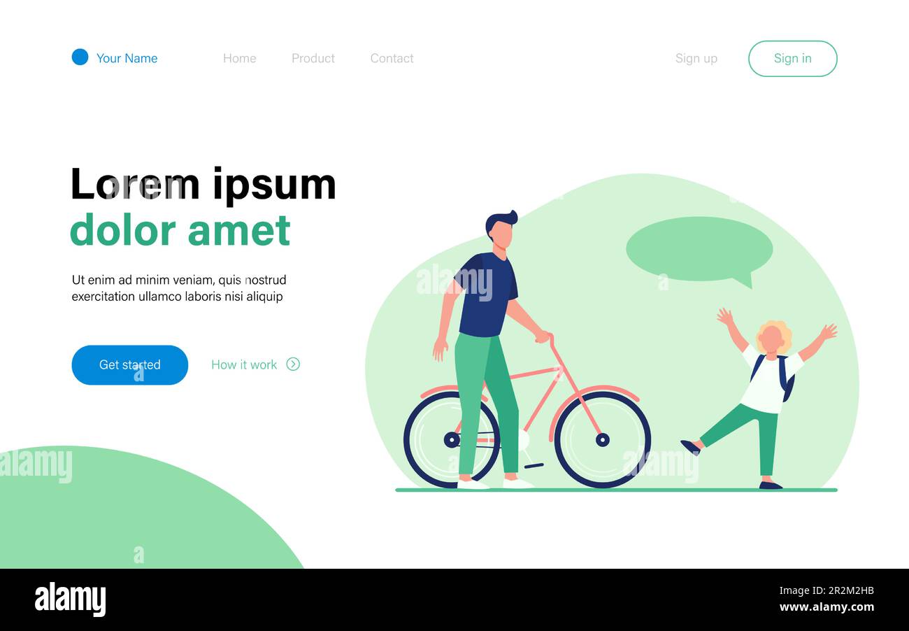 Papà che dà la bicicletta al figlio gioioso Illustrazione Vettoriale