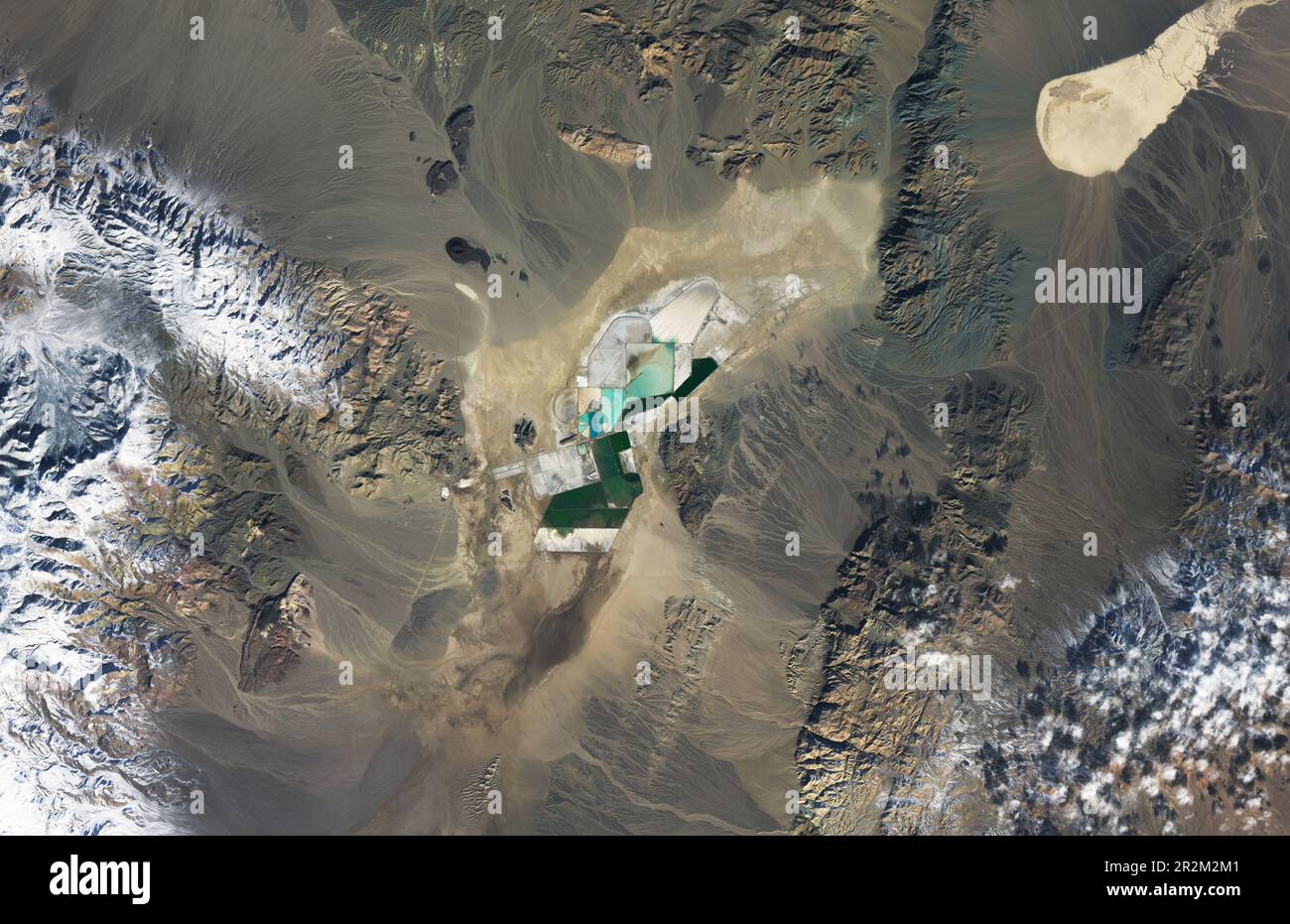 Vista aerea dell'attività mineraria al litio di Silver Peak, Nevada, USA Foto Stock
