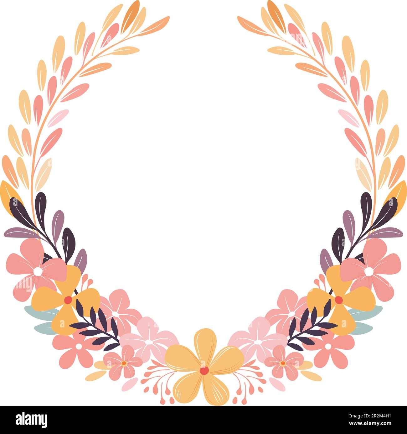 Circle Flowers cornice floreale Wreath Design Illustrazione Vettoriale