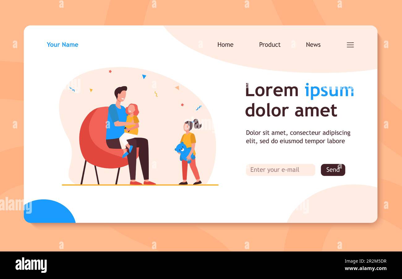 Papà che presta attenzione ad un solo bambino Illustrazione Vettoriale