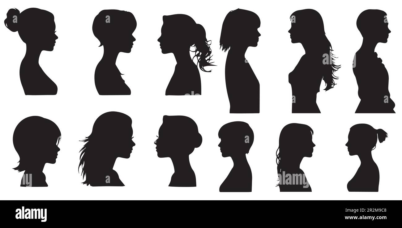 Una collezione di silhouette di vettori femminili. Illustrazione Vettoriale
