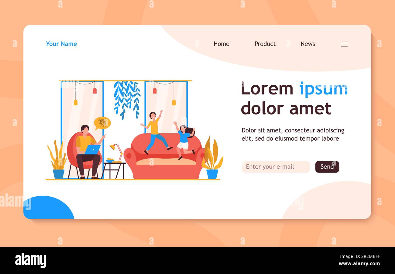 I bambini attivi che guidano pazzo hanno rovesciato il padre freelancer Illustrazione Vettoriale