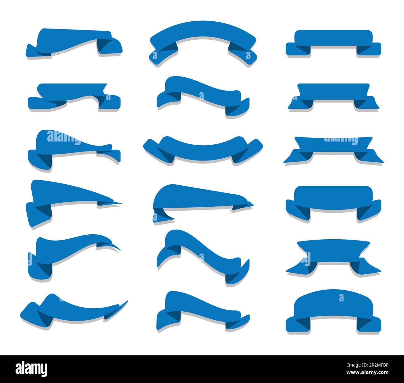 Set di diverse caselle di testo blu piatte che formano striscioni, forme moderne per promozione vendita. Illustrazione Vettoriale