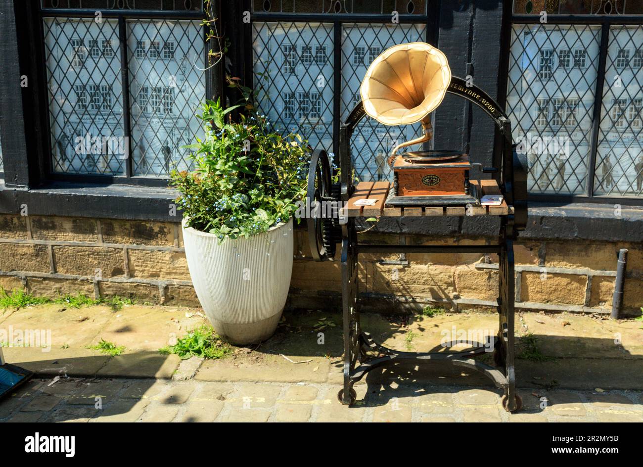 Gramaphone. Haworth 1940's Weekend 2023. Foto Stock