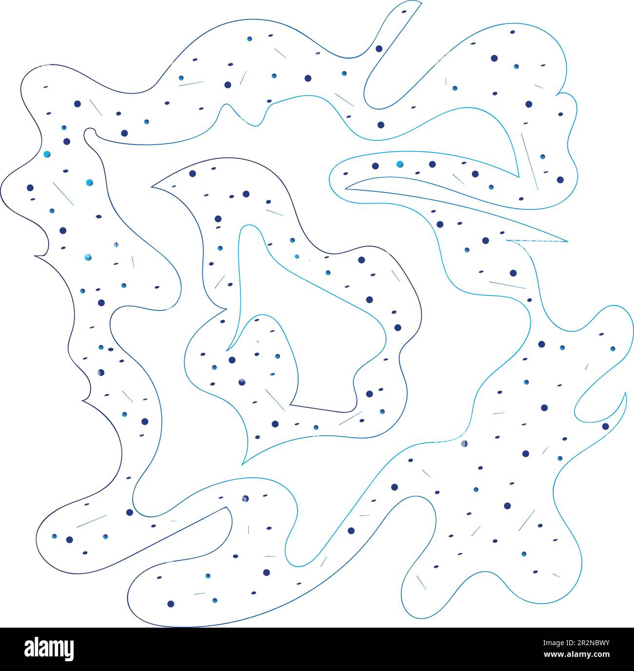 Modello di disegno geometrico astratto. Topografica, linee e puntini turchese e blu navy per web design, invito, poster, stampa tessile Illustrazione Vettoriale