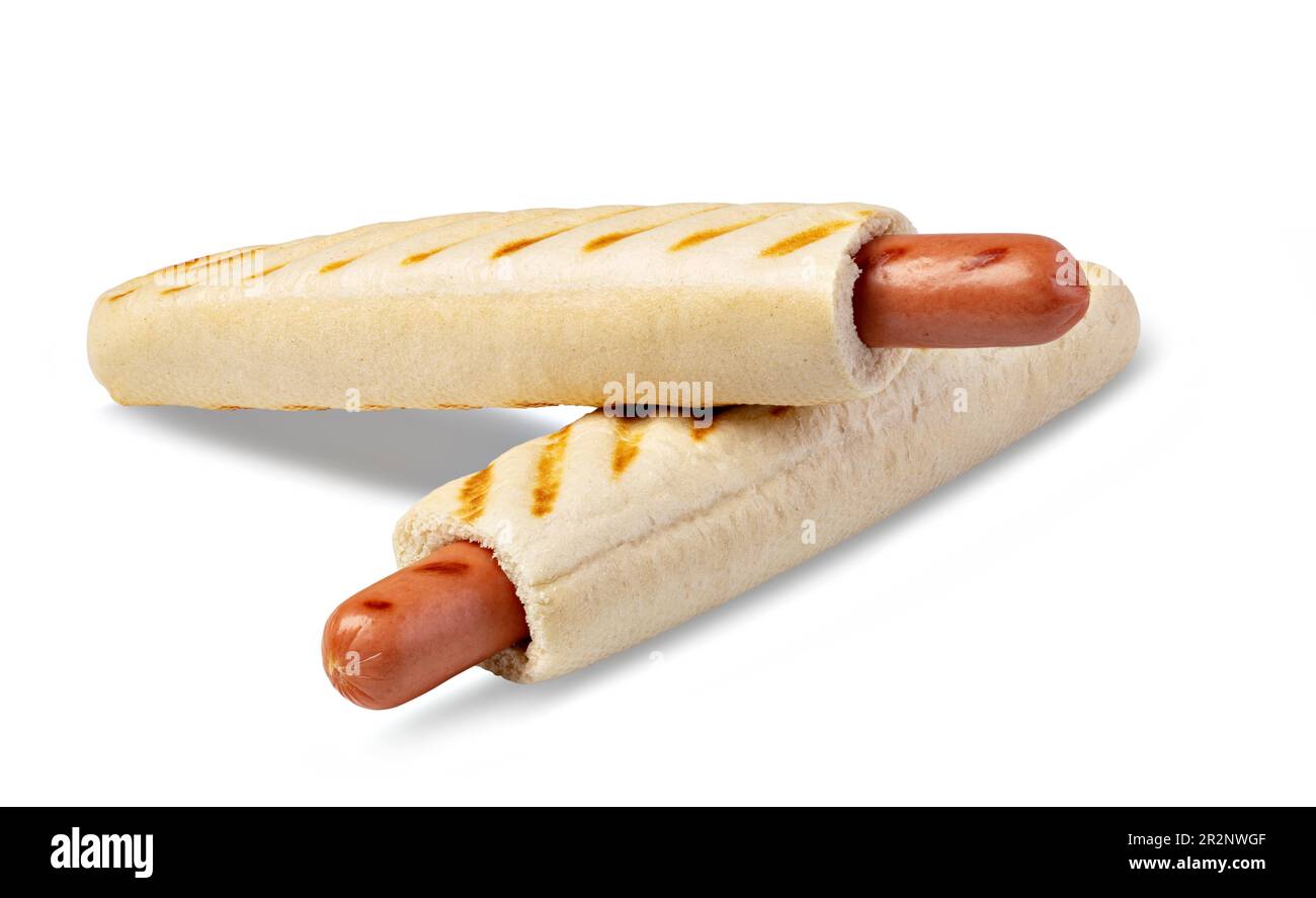 Hot dog francese isolato su sfondo bianco Foto Stock