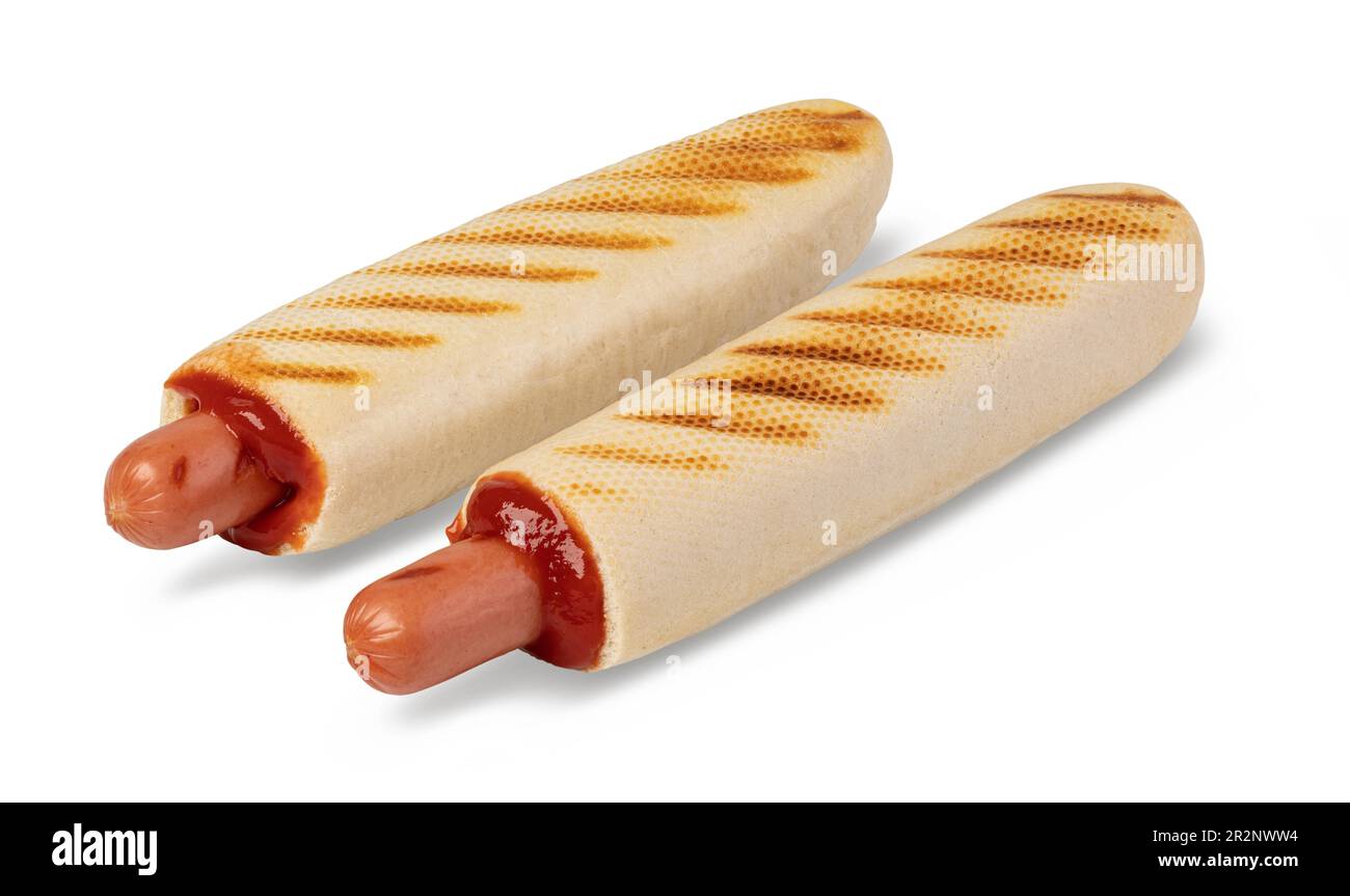 Hot dog francese isolato su sfondo bianco Foto Stock
