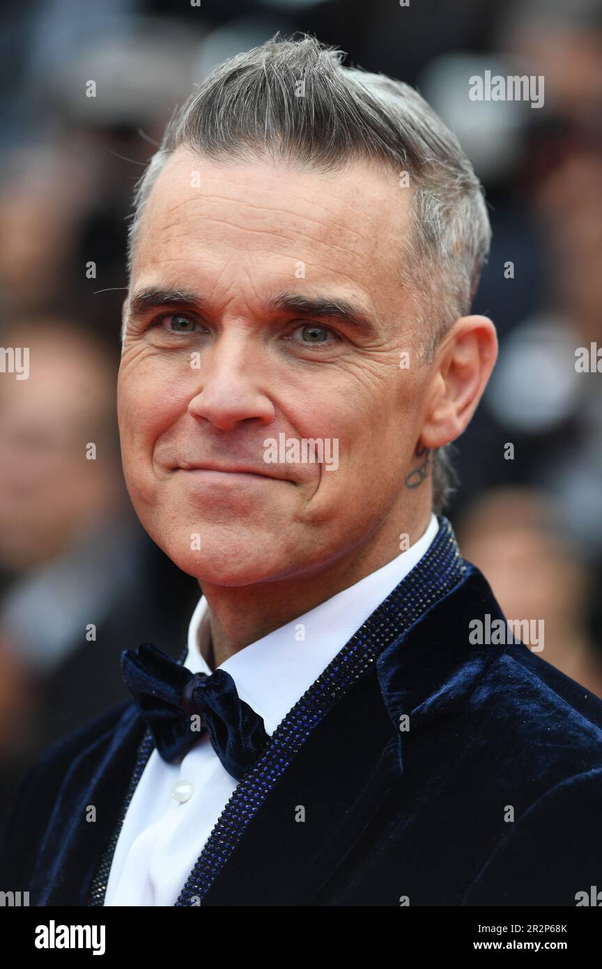 Cannes, Francia. 20th maggio, 2023. La cantante britannica Robbie Williams partecipa alla prima edizione di Killers of the Flower Moon al Festival di Cannes 76th al Palais des Festivals di Cannes, in Francia, sabato 20 maggio 2023. Foto di Rune Hellestad/ Credit: UPI/Alamy Live News Foto Stock