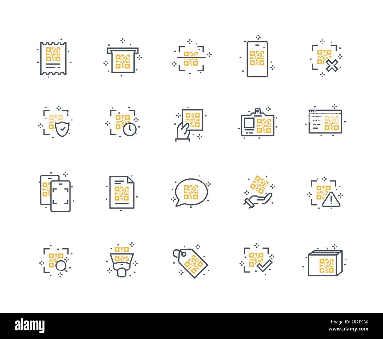 Icone colori codice QR impostate Illustrazione Vettoriale
