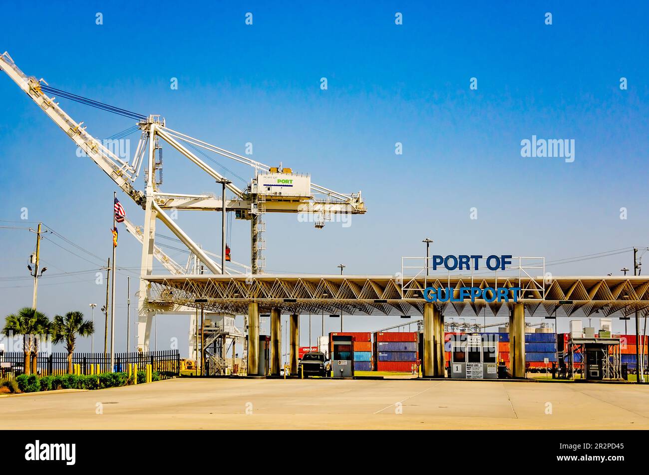 L'ingresso al Porto di Gulfport è illustrato, 13 maggio 2023, a Gulfport, Mississippi. Il porto è stato fondato nel 1902. Foto Stock