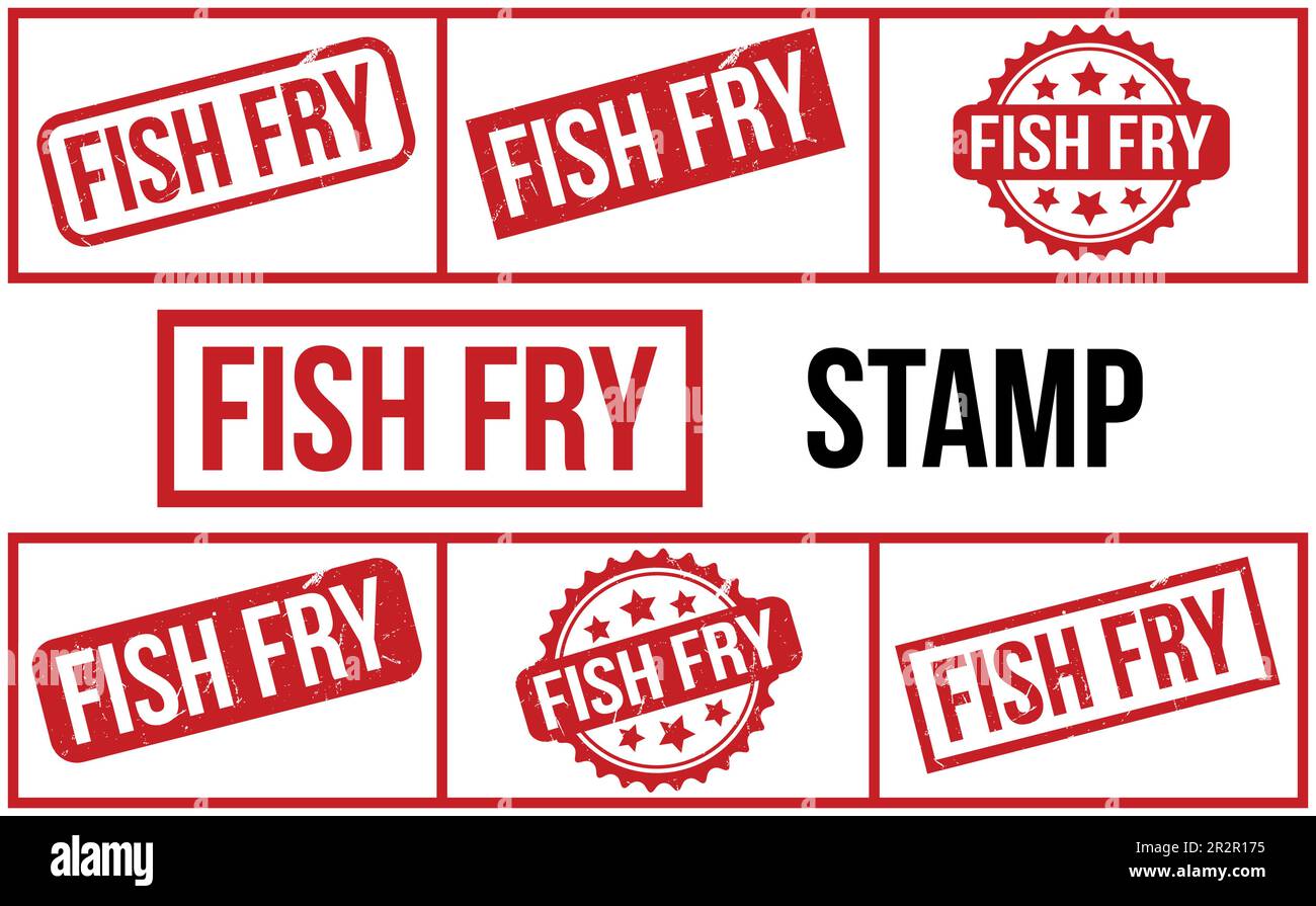 Fish Fry Rubber Stamp Set Vector Illustrazione Vettoriale