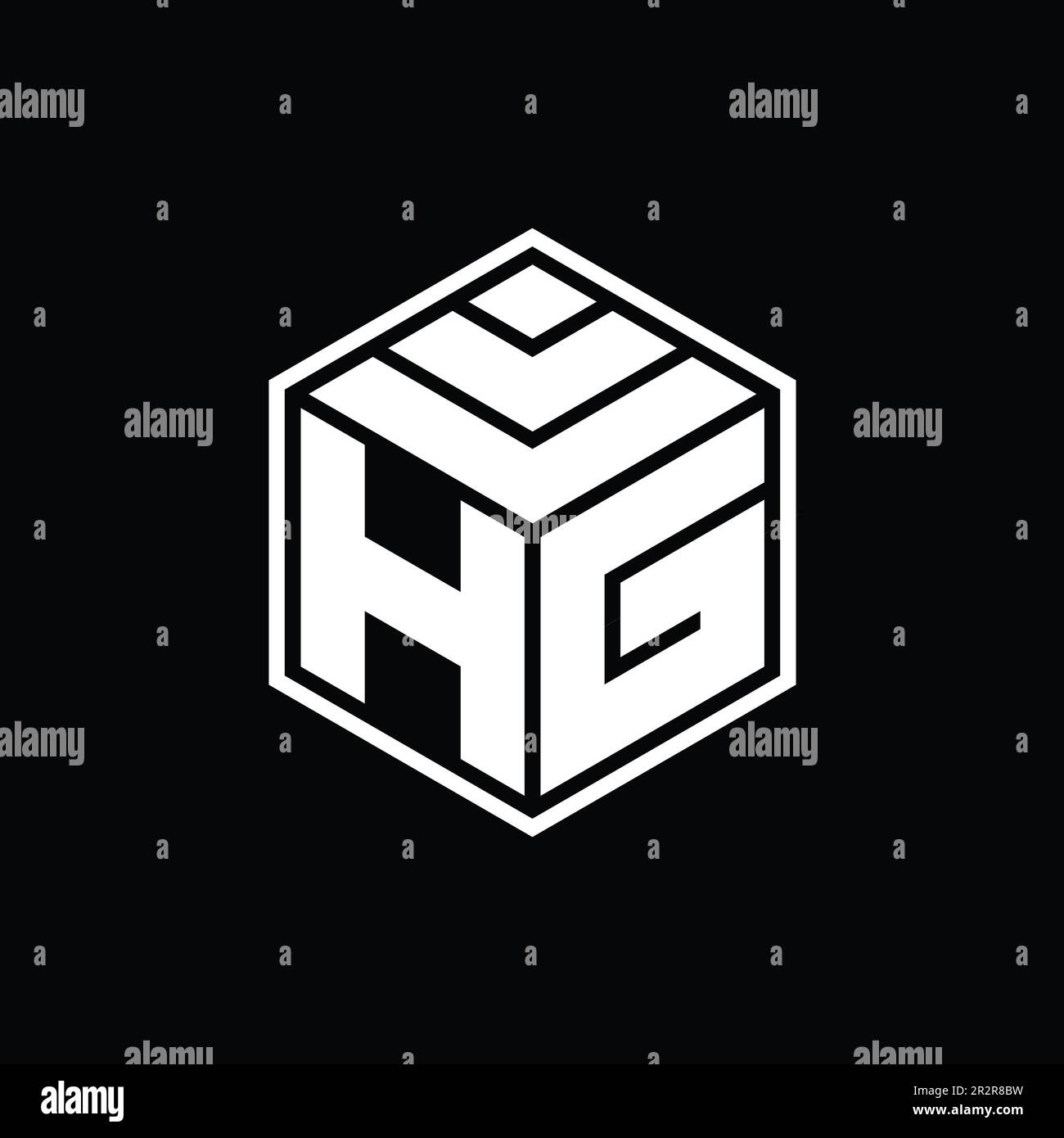 HG Logo monogramma con forma geometrica esagonale sagoma isolata Foto Stock