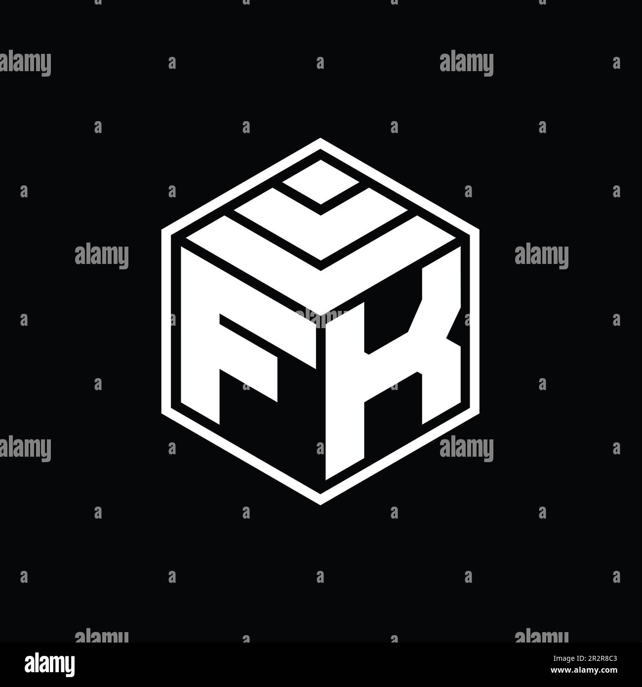 FK Logo monogramma con forma geometrica esagonale sagoma isolata Foto Stock