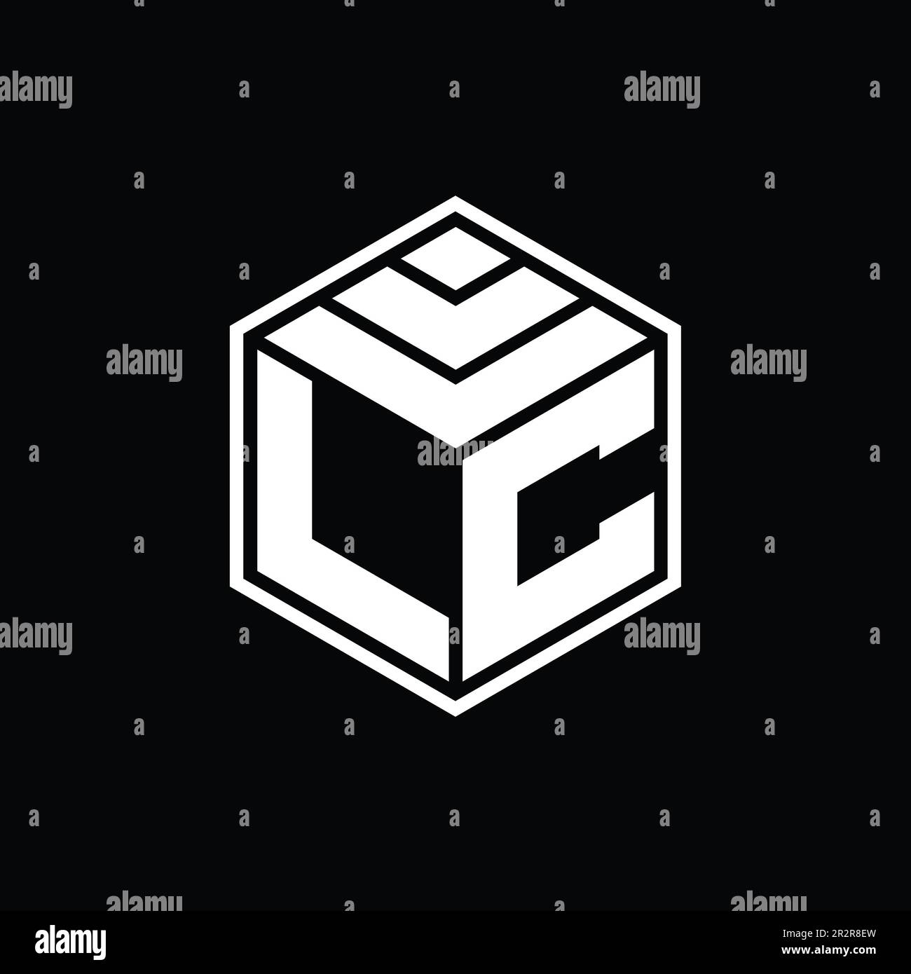 Logo LC monogramma con forma geometrica esagonale modello di disegno a contorno isolato Foto Stock