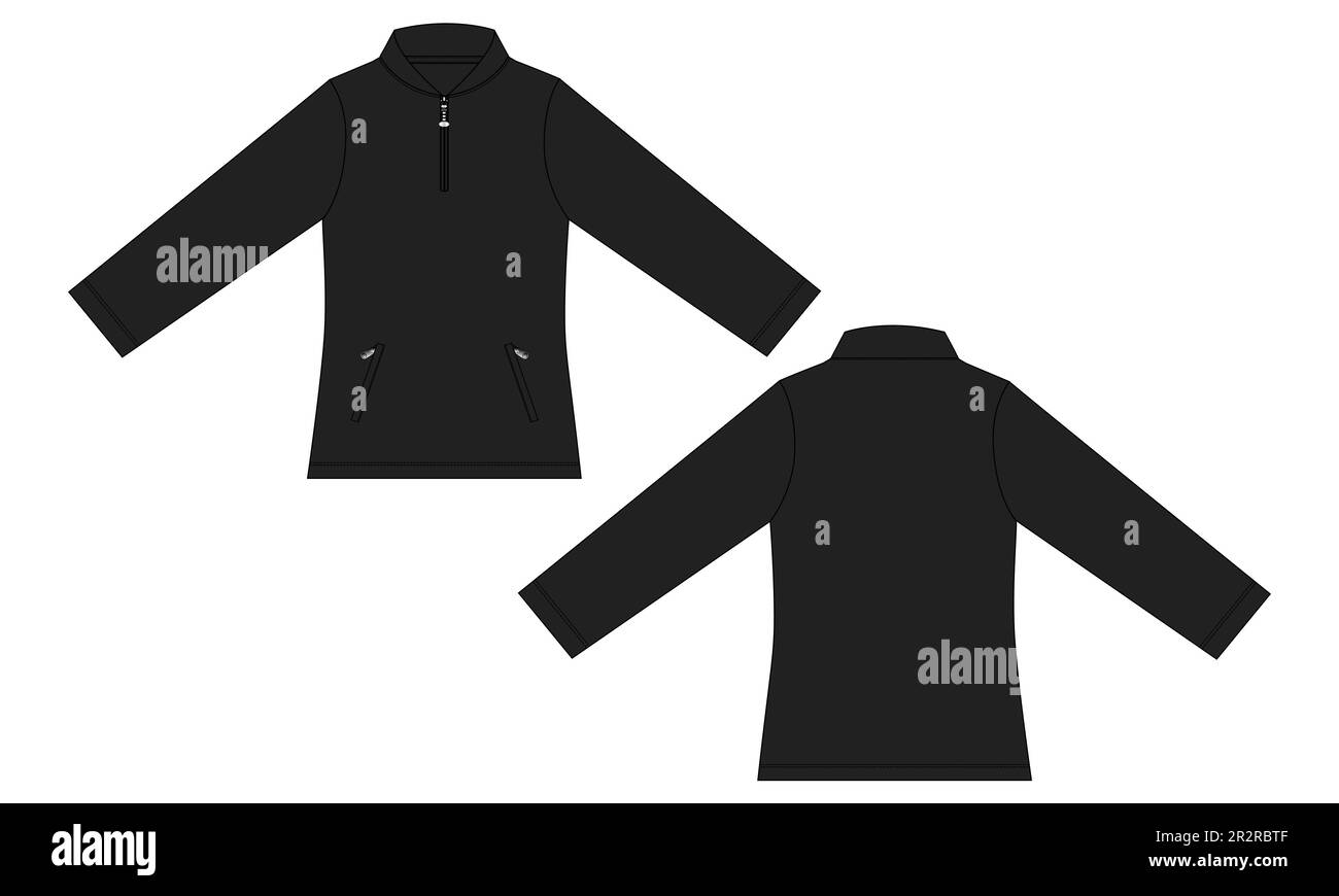 Bomber Jacket disegno tecnico disegno disegno disegno disegno piatto Moda modello di illustrazione vettoriale viste frontale e posteriore Illustrazione Vettoriale