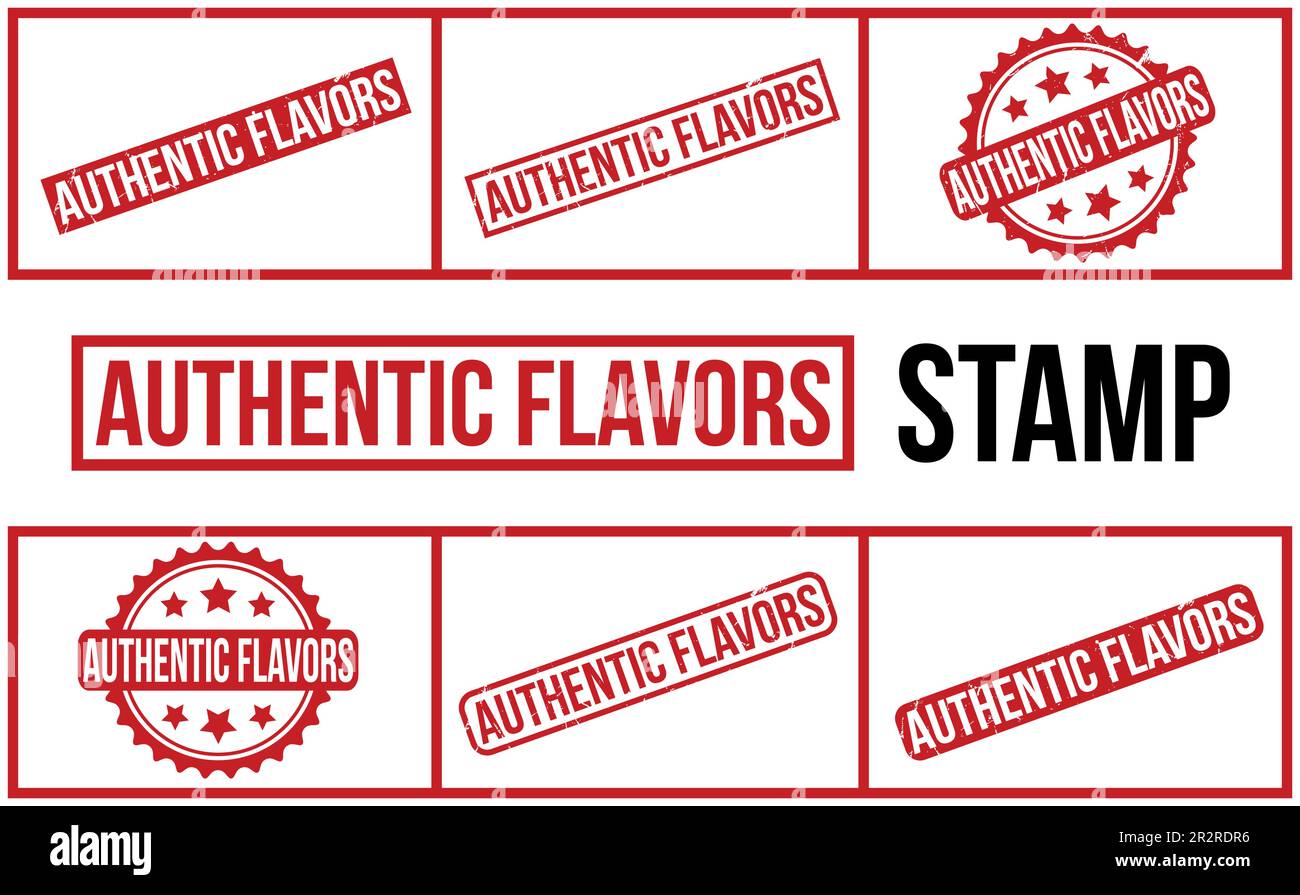 Autentico Vector set di timbri Flavors Rubber Illustrazione Vettoriale