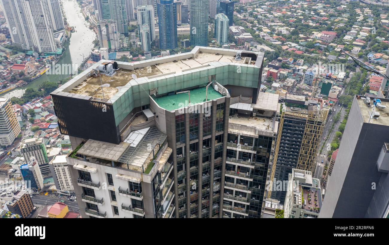 Trump Tower & Gramercy Residences vista aerea, gli alti edifici più alti delle Filippine, lo skyline dei grattacieli di Makati, Metro Manila, Asia sudorientale Foto Stock